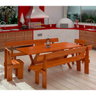 Conjunto Mesa Rústica 2m 2 Bancos E 2 Cadeiras Madeira Maciça