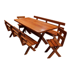 Conjunto Mesa Rústica 2m 2 Bancos E 2 Cadeiras Madeira Maciça