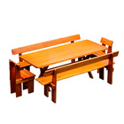 Conjunto Mesa Rústica 2m 2 Bancos E 2 Cadeiras Madeira Maciça