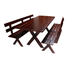 Conjunto Mesa Rústica 2m 2 Bancos E 2 Cadeiras Madeira Maciça