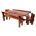 Conjunto Mesa Rústica 2m 2 Bancos E 2 Cadeiras Madeira Maciça