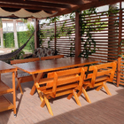 Conjunto Mesa Rústica 2m E 4 Bancos Madeira Maciça Eucalipto