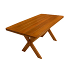 Conjunto Mesa Rústica 2m E 4 Bancos Madeira Maciça Eucalipto