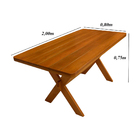 Conjunto Mesa Rústica 2m E 4 Bancos Madeira Maciça Eucalipto