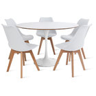 Conjunto Mesa Saarinen Branca 120cm 5 Cadeiras Leda Branca