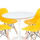 Conjunto Mesa Saarinen Branca 90cm E 4 Cadeiras Eames Amarela