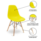 Conjunto Mesa Saarinen Branca 90cm E 4 Cadeiras Eames Amarela