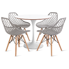 Conjunto Mesa Saarinen Branca 90cm E 4 Cadeiras Kaila Cinza