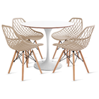 Conjunto Mesa Saarinen Branca 90cm E 4 Cadeiras Kaila Fendi