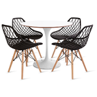 Conjunto Mesa Saarinen Branca 90cm E 4 Cadeiras Kaila Preta