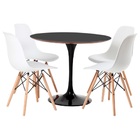 Conjunto Mesa Saarinen Preta 90cm E 4 Cadeiras Eames Branca