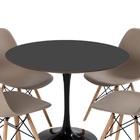 Conjunto Mesa Saarinen Preta 90cm E 4 Cadeiras Eames Fendi