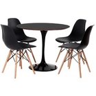 Conjunto Mesa Saarinen Preta 90cm E 4 Cadeiras Eames Preta
