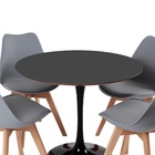 Conjunto Mesa Saarinen Preta  90cm E 4 Cadeiras Leda Cinza