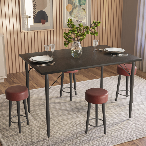 Conjunto Mesa Sala De Jantar Madri Preto E 4 Bancos Paris Tec