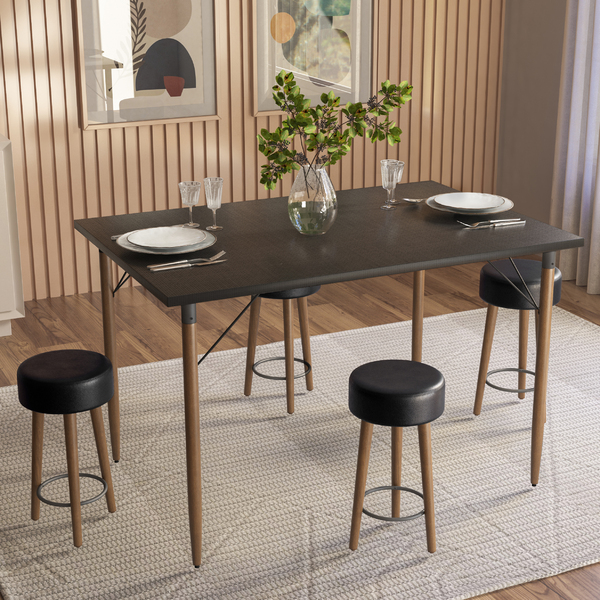 Conjunto Mesa Sala De Jantar Madri Preto Natural E 4 Bancos P