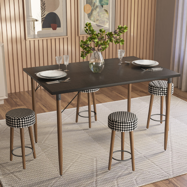 Conjunto Mesa Sala De Jantar Madri Preto Natural E 4 Bancos P