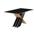 Conjunto Mesa Sarah 1 60 Metros Vidro Preto Com 6 Cadeiras St