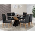 Conjunto Mesa Sarah Vidro Com 6 Cadeiras Elegance  Mel/preto