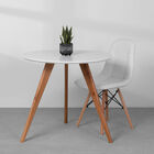 Conjunto Mesa Square Redonda 80cm Pés Em Madeira Taeda Com 4