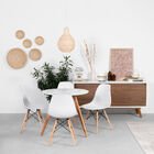 Conjunto Mesa Square Redonda 80cm Pés Em Madeira Taeda Com 4