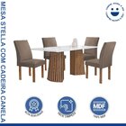 Conjunto Mesa Stella Ripada 120cm Com 4 Cadeiras Canela Tampo