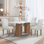 Conjunto Mesa Stella Ripada 120cm Com 4 Cadeiras Canela Tampo