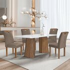 Conjunto Mesa Stella Ripada 120cm Com 4 Cadeiras Stella Tampo