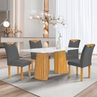 Conjunto Mesa Stella Ripada 120cm Com 4 Cadeiras Stella Tampo