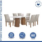 Conjunto Mesa Stella Ripada 170cm Com 6 Cadeiras Canela Tampo
