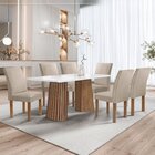 Conjunto Mesa Stella Ripada 170cm Com 6 Cadeiras Canela Tampo