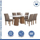 Conjunto Mesa Stella Ripada 170cm Com 6 Cadeiras Canela Tampo