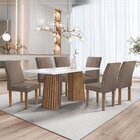 Conjunto Mesa Stella Ripada 170cm Com 6 Cadeiras Canela Tampo