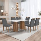Conjunto Mesa Stella Ripada 170cm Com 6 Cadeiras Stella Tampo
