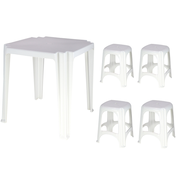Conjunto Mesa Tambaú Com 4 Banquetas De Plástico Niterói Poli