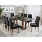Conjunto Mesa Tampo Com Vidro Com 8 Cadeiras Madeira Maciça T