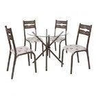 Conjunto Mesa Tampo De Vidro Incolor 0,90m Redondo 4 Cadeiras