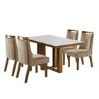 Conjunto Mesa Tampo E 4 Cadeiras Dallas Off White Pena Bege