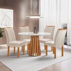 Conjunto Mesa Tampo Redondo Plus Vidro Kansas 100cm 4 Cadeira