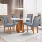 Conjunto Mesa Tampo Redondo Plus Vidro Kansas 100cm 4 Cadeira