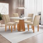 Conjunto Mesa Tampo Slim Plus Vidro Kansas 100cmx100cm 4 Cade