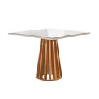 Conjunto Mesa Tampo Slim Plus Vidro Kansas 100cmx100cm 4 Cade