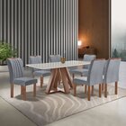 Conjunto Mesa Tampo Smart Plus Vidro Kyra 170cmx90cm 6 Cadeir