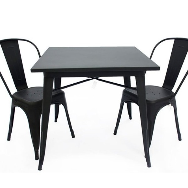 Conjunto Mesa Tolix 80 Cm + 2 Cadeiras Tolix - Preto