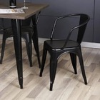 Conjunto Mesa Tolix 80 Cm + 4 Cadeiras Tolix Com Braço - Preto