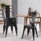 Conjunto Mesa Tolix 80 Cm + 4 Cadeiras Tolix - Preto