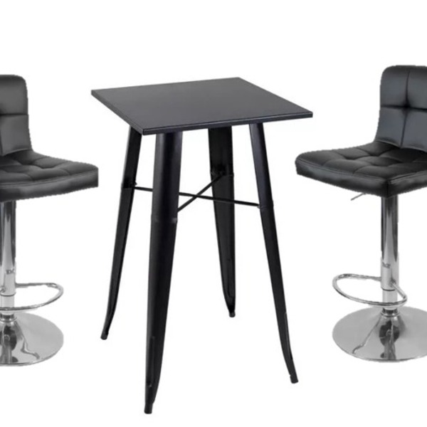 Conjunto Mesa Tolix Com 2 Banquetas Gomos Estofadas Conforto