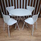 Conjunto Mesa Urca Branca Industrial 90cm C/ 04 Cadeiras Jaco