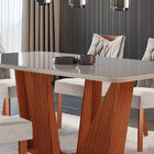Conjunto Mesa Veneza Para Sala De Jantar Com Tampo De Vidro E