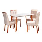 Conjunto Mesa Verona Tampo Off White Com 4 Cadeiras Madeira M